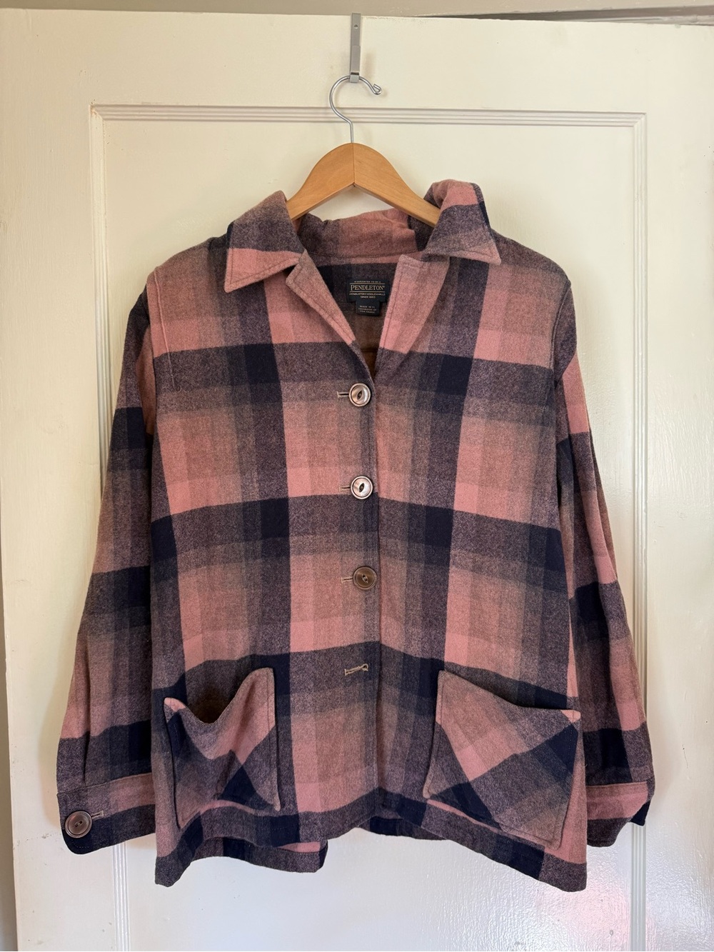 Pendleton Pink & Black Plaid Wool Jacket